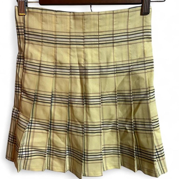 Yellow plaid pleated mini‎ skirt xs1 - Picture 2 of 2